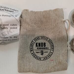 Knob Creek Stainless Steel Reusable Ice Cubes, Set of 2 w/Burlap Bag Brand New